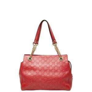 GUCCI Red Leather Tote Bag